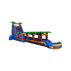 24ft Tsunami Dual Lane Slide w/ 35ft Tropical Slip and Slide (Wet Only)