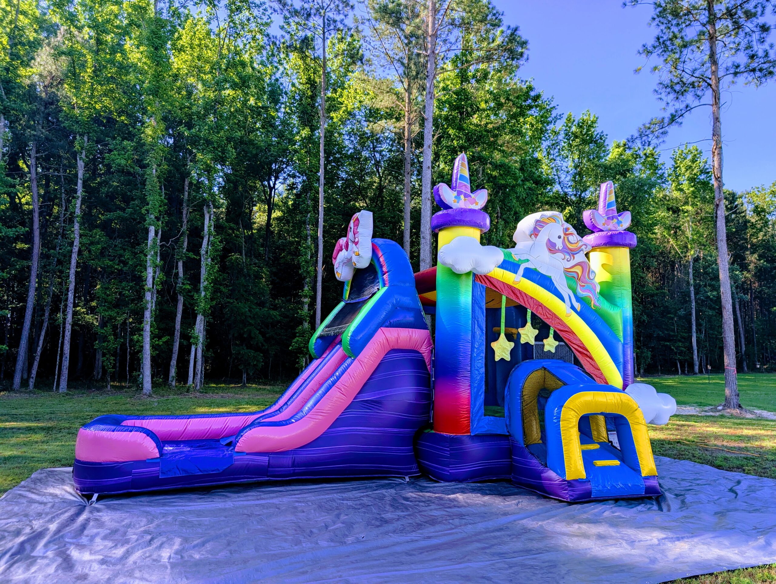 Bounce house with slide rental that can be used wet or dry from Inflatables NC