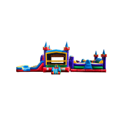 Rainbow Bounce and Slide w/ 25ft Royal Obstacle Course (Wet or Dry)